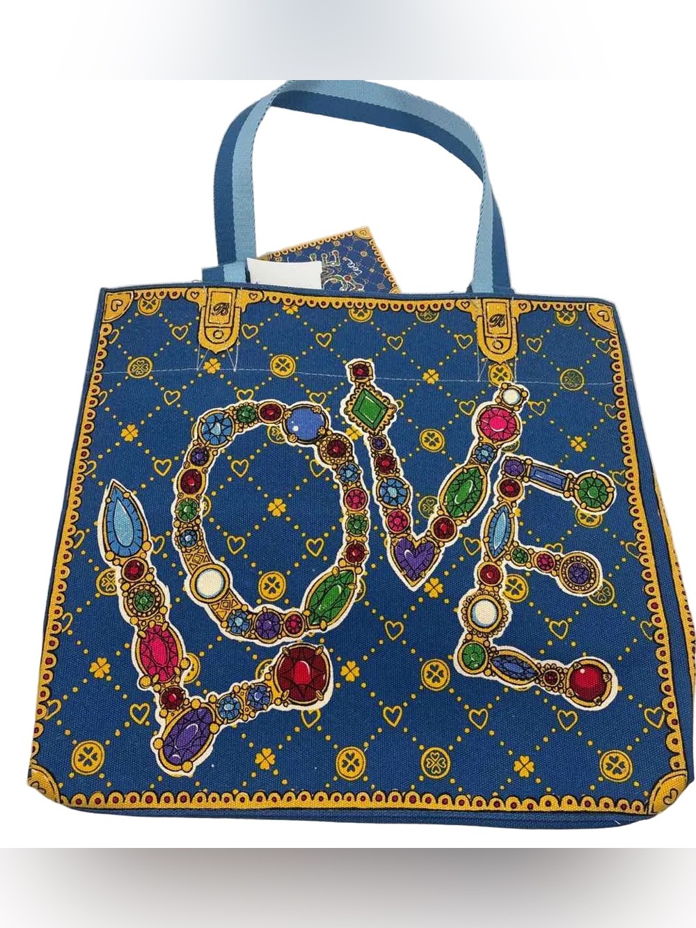 Brighton XL Tote LOVE Glittering Jewels & Hearts Travel Foldable Wide Straps - Picture 6 of 12